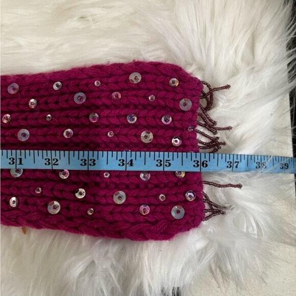 NEW Banana Republic Cashmere Hand knit Sequin Sparkle Colorful Fringe Wrap Scarf - Picture 12 of 12